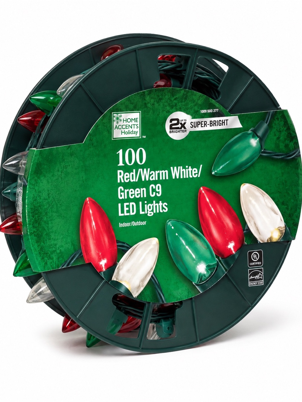 Home Accents Holiday 100-Count Red, Green & Warm White C9 LED String Lights